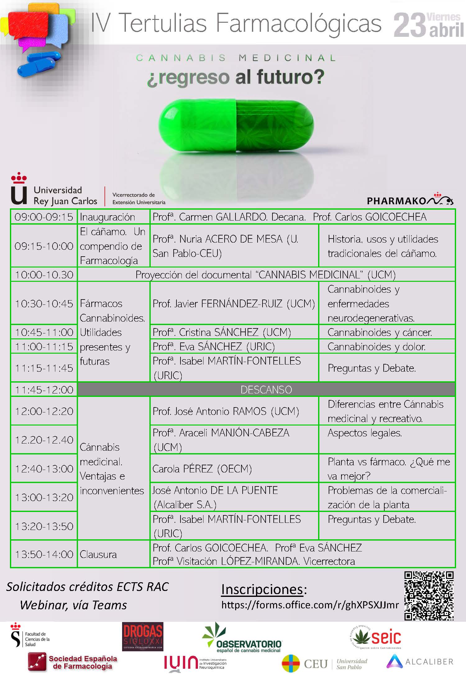 IV Tertulias farmacológicas: cannabis medicinal ¿regreso al futuro?